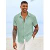 image:imageRuncati Mens Button Down Shirts Casual Short Sleeve Linen Shirt Summer Beach Textured Tops with PocketMint