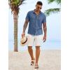 image:imageRuncati Mens Button Down Shirts Casual Short Sleeve Linen Shirt Summer Beach Textured Tops with PocketNavy