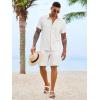 image:imageRuncati Mens Button Down Shirts Casual Short Sleeve Linen Shirt Summer Beach Textured Tops with PocketWhite