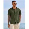 image:imageRuncati Mens Button Down Shirts Short Sleeve Casual Dress Shirt Summer Untucked Shirts with PocketArmy Green