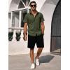 image:imageRuncati Mens Button Down Shirts Short Sleeve Casual Dress Shirt Summer Untucked Shirts with PocketArmy Green
