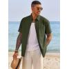 image:imageRuncati Mens Button Down Shirts Short Sleeve Casual Dress Shirt Summer Untucked Shirts with PocketArmy Green