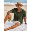 image:imageRuncati Mens Button Down Shirts Short Sleeve Casual Dress Shirt Summer Untucked Shirts with PocketArmy Green