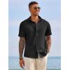 image:imageRuncati Mens Button Down Shirts Short Sleeve Casual Dress Shirt Summer Untucked Shirts with PocketBlack