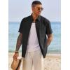 image:imageRuncati Mens Button Down Shirts Short Sleeve Casual Dress Shirt Summer Untucked Shirts with PocketBlack