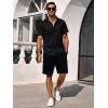 image:imageRuncati Mens Button Down Shirts Short Sleeve Casual Dress Shirt Summer Untucked Shirts with PocketBlack