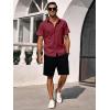 image:imageRuncati Mens Button Down Shirts Short Sleeve Casual Dress Shirt Summer Untucked Shirts with PocketBurgundy