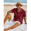 image:imageRuncati Mens Button Down Shirts Short Sleeve Casual Dress Shirt Summer Untucked Shirts with PocketBurgundy