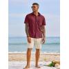 image:imageRuncati Mens Button Down Shirts Short Sleeve Casual Dress Shirt Summer Untucked Shirts with PocketBurgundy