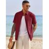 image:imageRuncati Mens Button Down Shirts Short Sleeve Casual Dress Shirt Summer Untucked Shirts with PocketBurgundy