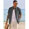 image:imageRuncati Mens Button Down Shirts Short Sleeve Casual Dress Shirt Summer Untucked Shirts with PocketDark Grey