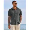 image:imageRuncati Mens Button Down Shirts Short Sleeve Casual Dress Shirt Summer Untucked Shirts with PocketDark Grey