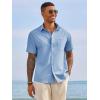 image:imageRuncati Mens Button Down Shirts Short Sleeve Casual Dress Shirt Summer Untucked Shirts with PocketLight Blue