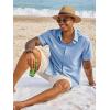 image:imageRuncati Mens Button Down Shirts Short Sleeve Casual Dress Shirt Summer Untucked Shirts with PocketLight Blue