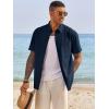 image:imageRuncati Mens Button Down Shirts Short Sleeve Casual Dress Shirt Summer Untucked Shirts with PocketNavy