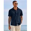 image:imageRuncati Mens Button Down Shirts Short Sleeve Casual Dress Shirt Summer Untucked Shirts with PocketNavy