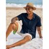 image:imageRuncati Mens Button Down Shirts Short Sleeve Casual Dress Shirt Summer Untucked Shirts with PocketNavy