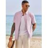 image:imageRuncati Mens Button Down Shirts Short Sleeve Casual Dress Shirt Summer Untucked Shirts with PocketPink