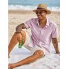 image:imageRuncati Mens Button Down Shirts Short Sleeve Casual Dress Shirt Summer Untucked Shirts with PocketPink