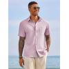 image:imageRuncati Mens Button Down Shirts Short Sleeve Casual Dress Shirt Summer Untucked Shirts with PocketPink