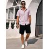 image:imageRuncati Mens Button Down Shirts Short Sleeve Casual Dress Shirt Summer Untucked Shirts with PocketPink