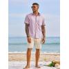 image:imageRuncati Mens Button Down Shirts Short Sleeve Casual Dress Shirt Summer Untucked Shirts with PocketPink