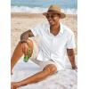image:imageRuncati Mens Button Down Shirts Short Sleeve Casual Dress Shirt Summer Untucked Shirts with PocketWhite