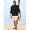 image:imageRuncati Mens Casual Henley Shirts 34 Sleeve Band Collar Cotton Linen Shirt Summer Beach Hippie TShirts with PocketBlack