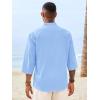 image:imageRuncati Mens Casual Henley Shirts 34 Sleeve Band Collar Cotton Linen Shirt Summer Beach Hippie TShirts with PocketBlue