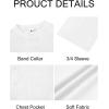 image:imageRuncati Mens Casual Henley Shirts 34 Sleeve Band Collar Cotton Linen Shirt Summer Beach Hippie TShirts with PocketWhite