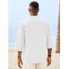 image:imageRuncati Mens Casual Henley Shirts 34 Sleeve Band Collar Cotton Linen Shirt Summer Beach Hippie TShirts with PocketWhite