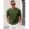 image:imageRuncati Mens Casual TShirts Short Sleeve Crewneck Summer Stretchy Shirt Textured Jacquard TopsArmy Green