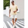image:imageRuncati Mens Casual TShirts Short Sleeve Crewneck Summer Stretchy Shirt Textured Jacquard TopsBeige