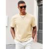image:imageRuncati Mens Casual TShirts Short Sleeve Crewneck Summer Stretchy Shirt Textured Jacquard TopsBeige