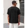 image:imageRuncati Mens Casual TShirts Short Sleeve Crewneck Summer Stretchy Shirt Textured Jacquard TopsBlack