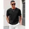 image:imageRuncati Mens Casual TShirts Short Sleeve Crewneck Summer Stretchy Shirt Textured Jacquard TopsBlack