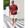 image:imageRuncati Mens Casual TShirts Short Sleeve Crewneck Summer Stretchy Shirt Textured Jacquard TopsBurgundy