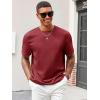 image:imageRuncati Mens Casual TShirts Short Sleeve Crewneck Summer Stretchy Shirt Textured Jacquard TopsBurgundy