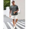 image:imageRuncati Mens Casual TShirts Short Sleeve Crewneck Summer Stretchy Shirt Textured Jacquard TopsDark Grey