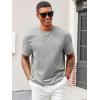 image:imageRuncati Mens Casual TShirts Short Sleeve Crewneck Summer Stretchy Shirt Textured Jacquard TopsGrey