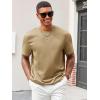image:imageRuncati Mens Casual TShirts Short Sleeve Crewneck Summer Stretchy Shirt Textured Jacquard TopsKhaki