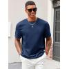 image:imageRuncati Mens Casual TShirts Short Sleeve Crewneck Summer Stretchy Shirt Textured Jacquard TopsNavy