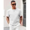 image:imageRuncati Mens Casual TShirts Short Sleeve Crewneck Summer Stretchy Shirt Textured Jacquard TopsWhite