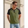 image:imageRuncati Mens Henley Shirts Raglan Short Sleeve Casual Baseball Tees Summer Classic Color Block Workout T ShirtsArmy Green
