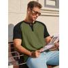 image:imageRuncati Mens Henley Shirts Raglan Short Sleeve Casual Baseball Tees Summer Classic Color Block Workout T ShirtsArmy Green