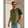 image:imageRuncati Mens Henley Shirts Raglan Short Sleeve Casual Baseball Tees Summer Classic Color Block Workout T ShirtsArmy Green