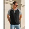 image:imageRuncati Mens Henley Shirts Raglan Short Sleeve Casual Baseball Tees Summer Classic Color Block Workout T ShirtsBlack