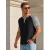 image:imageRuncati Mens Henley Shirts Raglan Short Sleeve Casual Baseball Tees Summer Classic Color Block Workout T ShirtsBlack