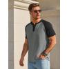 image:imageRuncati Mens Henley Shirts Raglan Short Sleeve Casual Baseball Tees Summer Classic Color Block Workout T ShirtsDark Grey