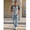 image:imageRuncati Mens Henley Shirts Raglan Short Sleeve Casual Baseball Tees Summer Classic Color Block Workout T ShirtsGray